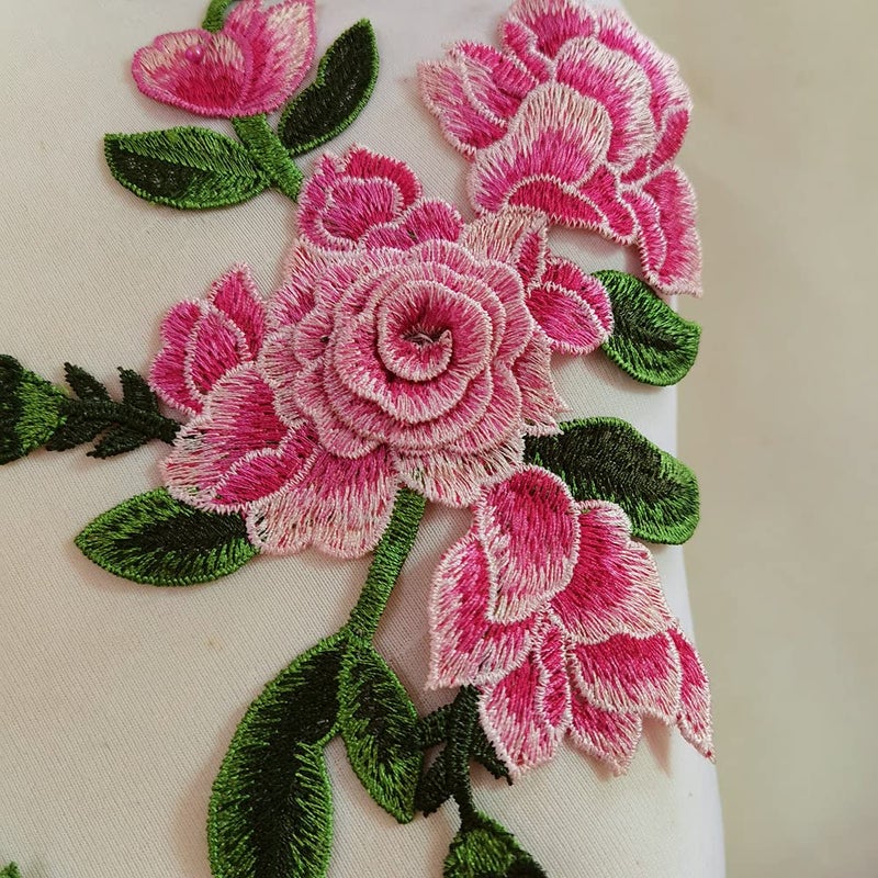 ZALALAA 3pcs/Set Flowers Embroidered Patch Sticker for Clothing Jacket Jeans Lace Applique DIY Clothes Decorations Fabric Patches (Color D Pink) - Image 5